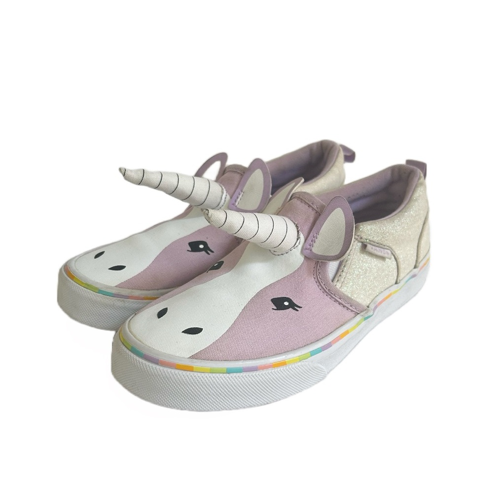 Vans Slip-On Asher Unicorn Shoes Glitter Horn ‎ Purple Girls Missy Size 3